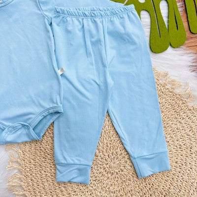 Conj. Body Manga Longa e Calça em Malha Térmica Thermo Dry - Azul Bebê
